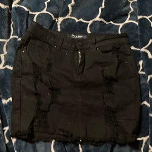 Black jean ripped skirt (size small